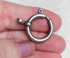 1 Large Silver Tone Spring Ring for Pocket Watch Chain Repair