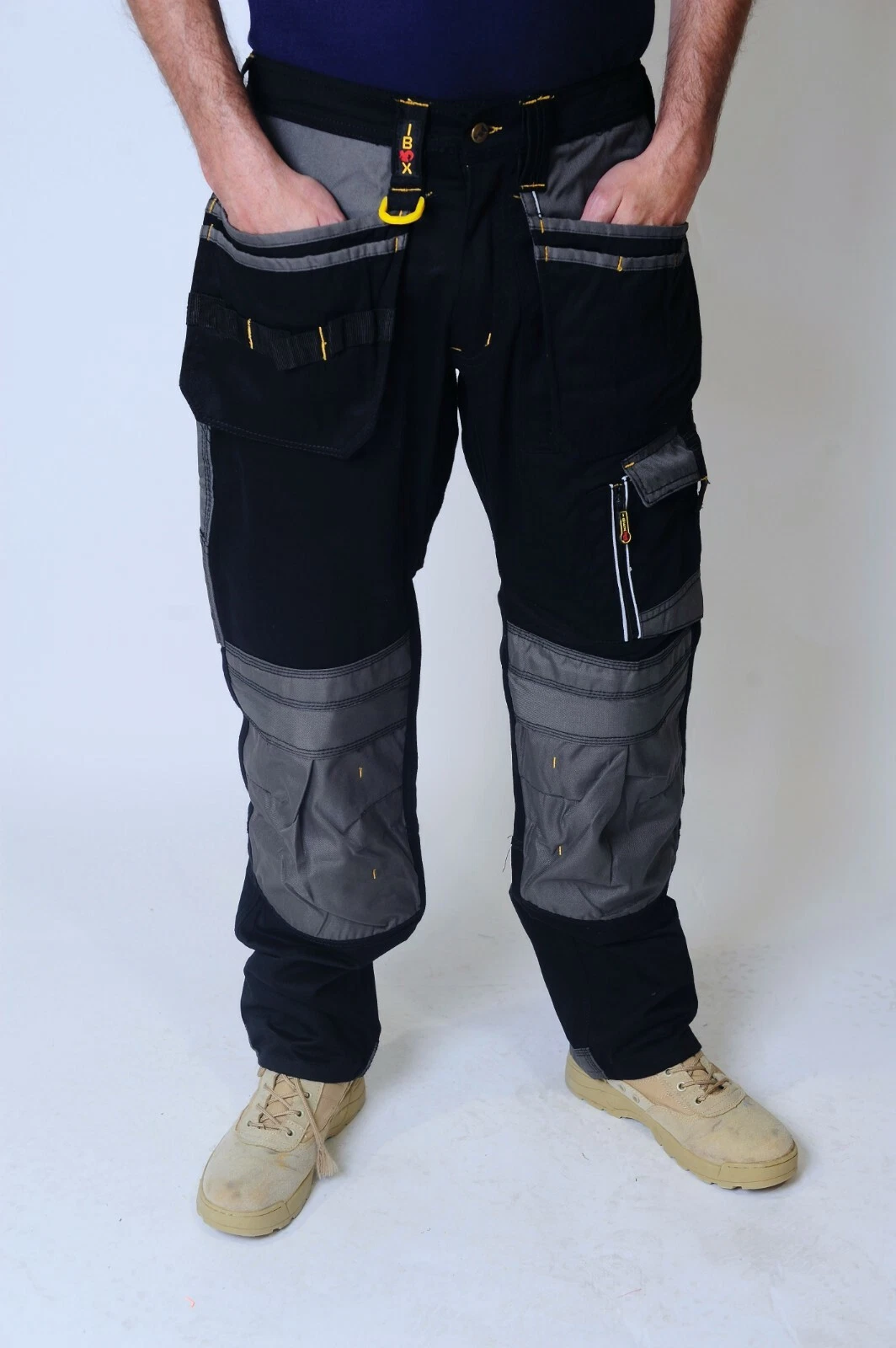 Ibex Elite4 Cargo Trouser Black Grey Trouser For Builders warehouse workwear E4