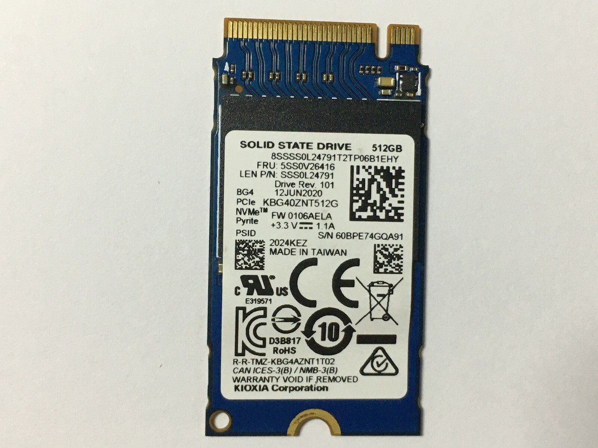 Toshiba / Kioxia KBG40ZNT512G 512GB SSD PCIe NVMe M.2 2242 Toshiba / Kioxia KBG40ZNT512G 512GB SSD PCIe NVMe M.2 2242