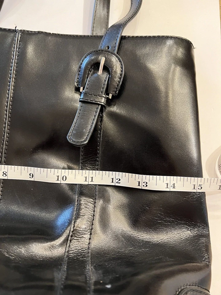 Franco Sarto Black Handbag Purse Shoulder Bag Tote Zip & Snap Close - Image 4 of 4