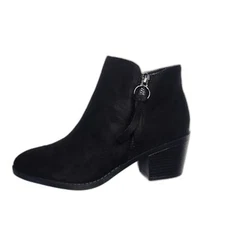 Top Moda Sleek Black Ankle Booties with Side Zipper New in Box