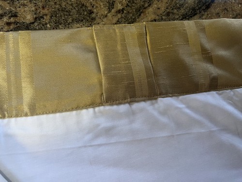 GOLD SILK LOOK DRAPERY PANELS~STRIPES~TONE ON TONE~83”LONG~INTERLINED - Picture 4 of 4