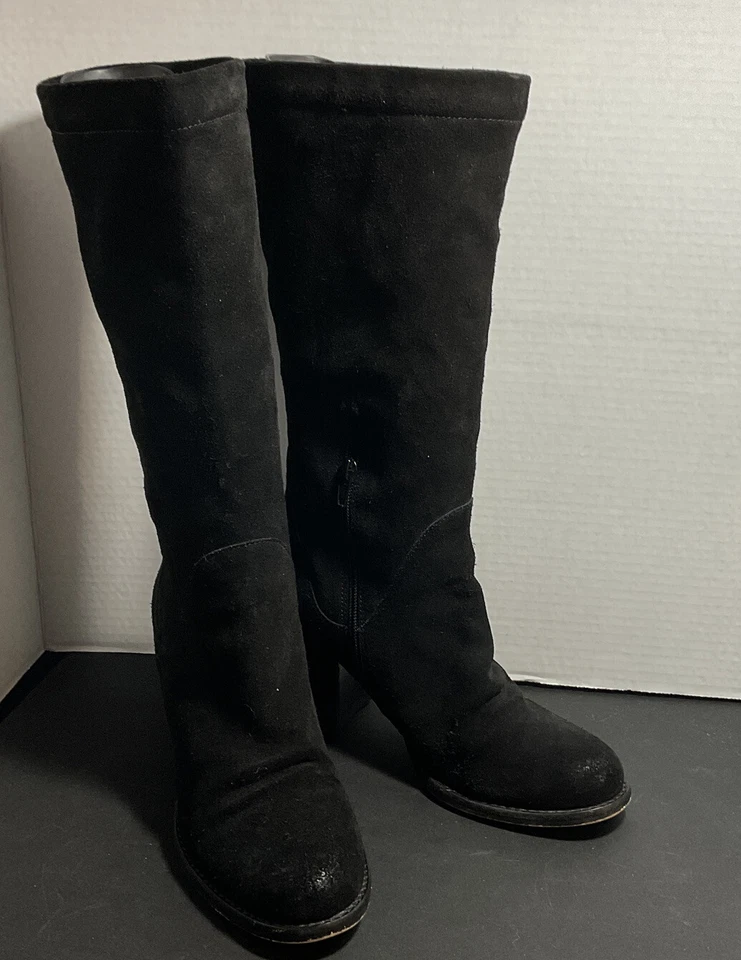 Report Signature Tall Black Leather Suede Boots Size 8.5 zip - Image 2 of 4