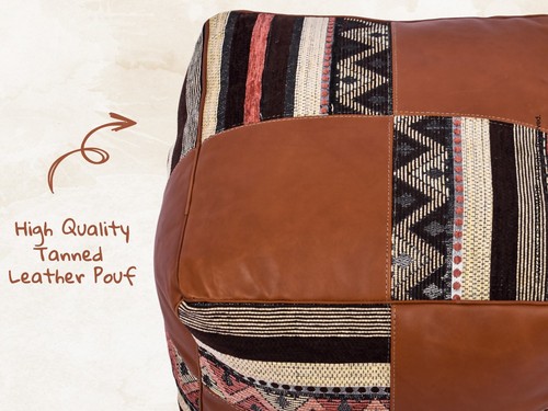 Stuffed Floor Cushion, Morrocan Handmade footstool, Home Boho Decor,Ottoman Pouf - Picture 7 of 18