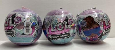 New Lot Of 3 LOL Surprise Winter Chill Present Surprise Mystery Doll & Surprises