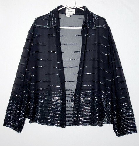 PXL Black Beaded Chiffon Party Wear 