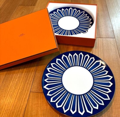 HERMES Bleus d'Ailleurs Dinner Plate Blue Dish Tableware 2 set