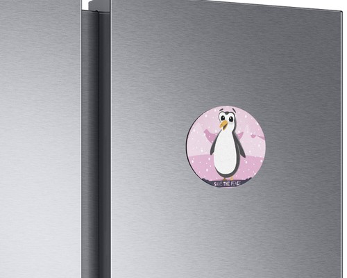 Save The Peace Penguin Greenpeace Animal | 4'' X 4'' Round Decorative Magnet - Picture 2 of 2