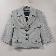 Larry Levine Signature Blazer Women s 8 Vintage Houndstooth Jacket Career Work