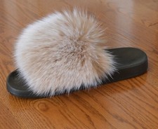 Real Fox Fur Snow Top Sandals Slippers Slide New