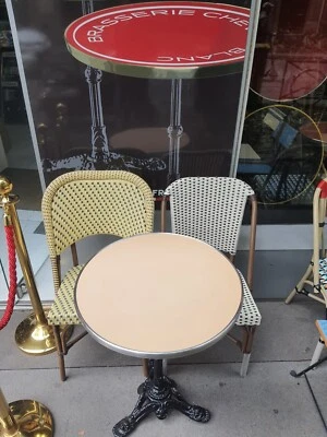 PLATAU DE TABLE ACIER EMAILLE BEIGE RONDE DIAM. 60 CERCLEE INOX - Photo 1/2