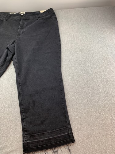 Pantalones de mezclilla ajustados Universal Thread de tiro alto años 90 para mujer 24 regular negro dobladillo crudo elástico - Imagen 4 de 18