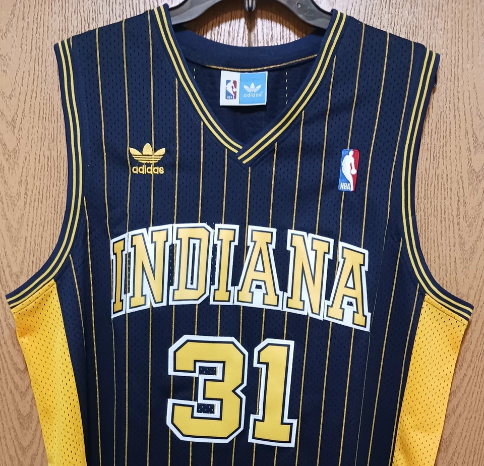 Reggie Miller (Adidas)-(Pacers)-(Jersey)-(Azul/Amarillo)-(Buen Estado.)-(XL)-$85,00 Foto 3 de 4
