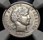 1892 Barber 10C NGC AU Silver Ten Cent Philadelphia Mint Graded
