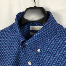 Roundtree Yorke Gold Label Mens Shirt M Blue Medallion Perfect Performance