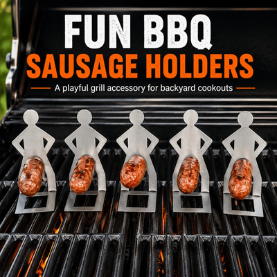 2/4pc Stainless Steel BBQ Sausage Holder Portable Barbecue Hot Dog Roaster Rack