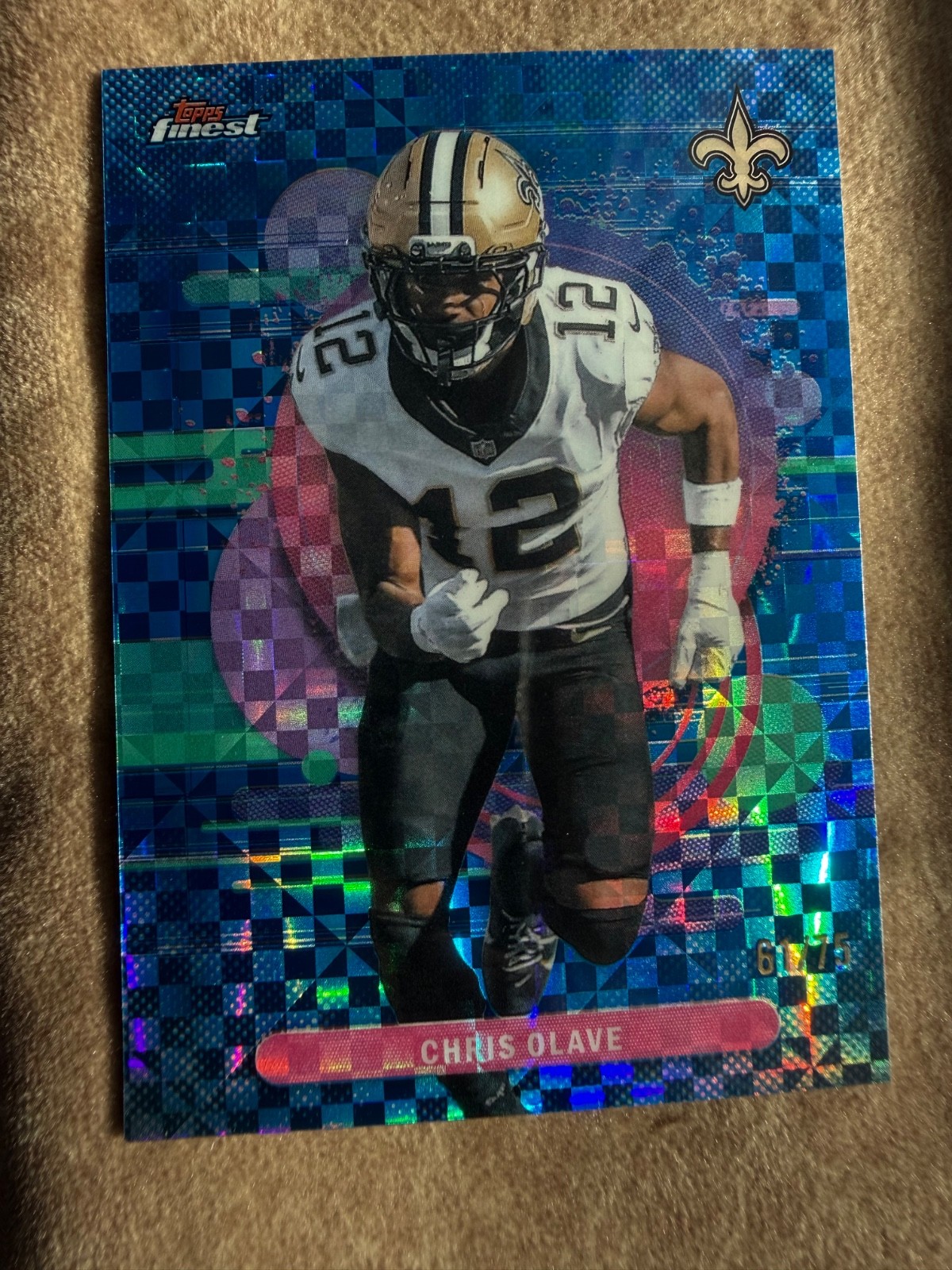 2025 Topps Finest Football Chris Olave #174 Uncommon Blue Geometric /75 ERROR