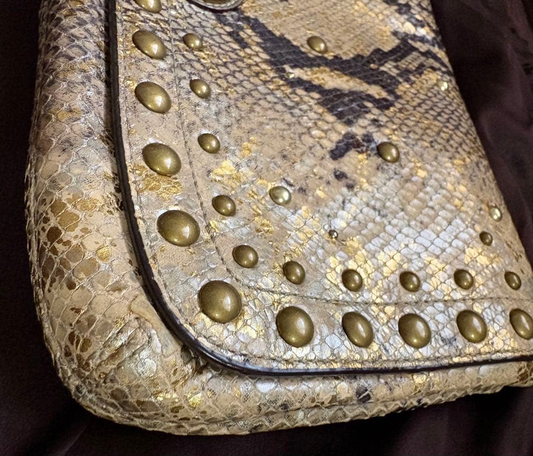 COACH Python Leather Clutch Bag Gold Studded Limi… - image 11