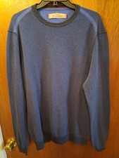 Tommy Bahama Sweater Mens large Navy Blue Waffle Long Sleeve Crewneck Pullover