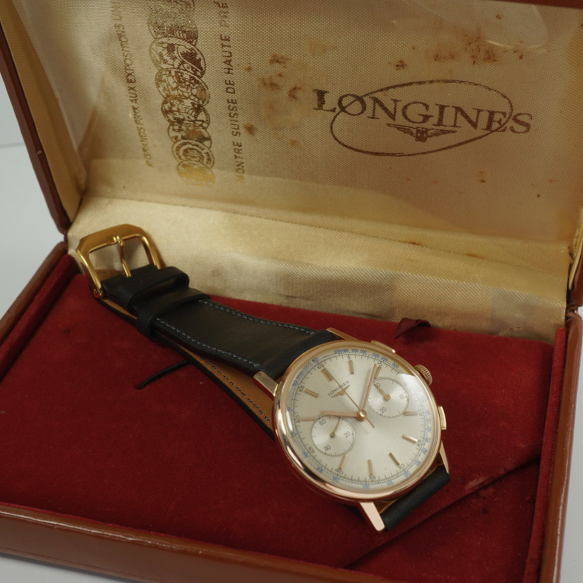 Longines Vintage 7414 Chronograph 30CH Flyback 18k Rose Gold w