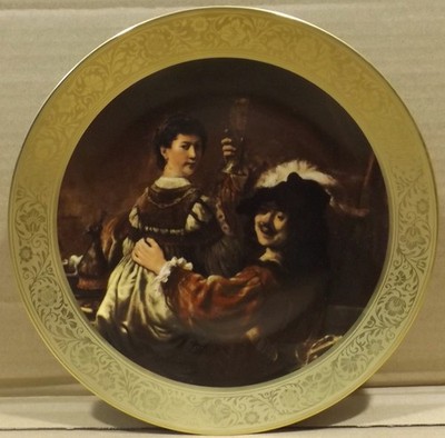 Rembrandt und Saskia  IK Exclusiv Porzellan Teller 21Kt. echt Gold