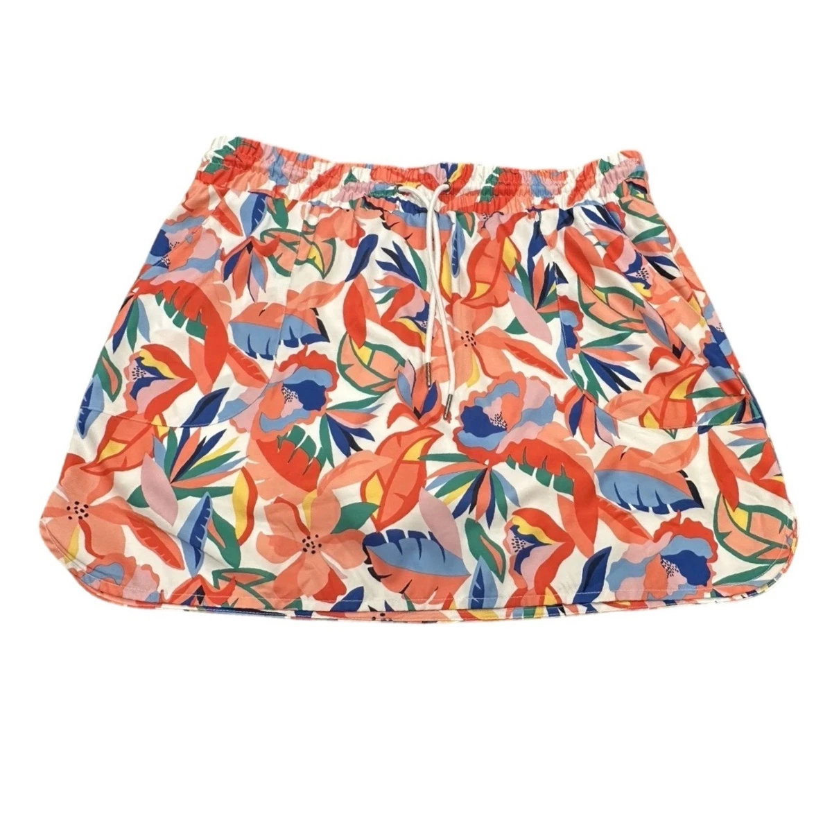 Jupe Short St. John's Bay Active - Taille Large, Motif Floral Bleu Marine, Ceinturée