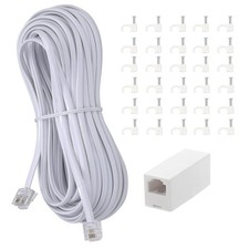 Phone Extension Cord 100FT White Telephone Cable Line RJ11 Plug 30 Meter