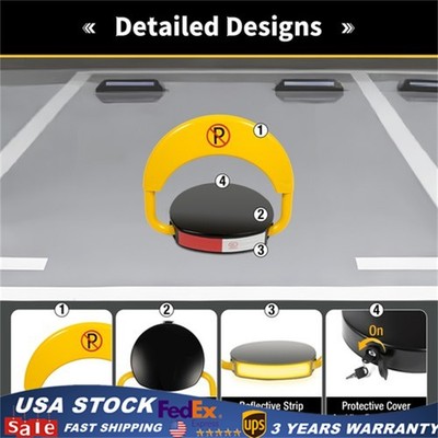 Automatic Parking Space Lock Remote Control Yellow Parking Barrier Waterproof US