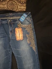 Nwt Trinity Ranch Diamond Studded Western  Jeans Size 34/34 Flared Montana West