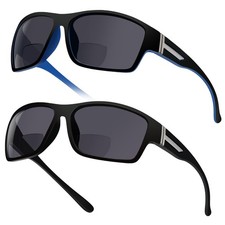 2 Pack Bifocal Sunglasses for Men with Built-in Readers, TR90 Frame UV400 Pro...
