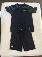 Under Armour Boys 2-Piece HeatGear Set Black T-Shirt and Shorts Size 5