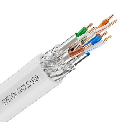 Cat8 Ethernet Bulk Raw 2000MHz 2GHz 100 FT, White Riser