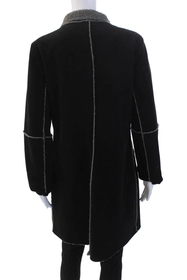 Chaqueta de terciopelo para mujer de gamuza forrada con textura cuello cremallera completa negra talla L Foto 3 de 4