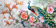 Chinese Style Birds Peacock Elegance Flower Home Decor Wall Art Prints Painting