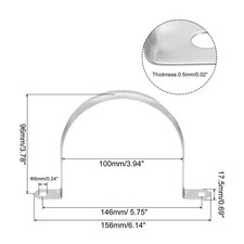100mm Rigid Pipe Strap Clamp, 20 Pcs Stainless Steel Two Hole U-shape Tube Cli 