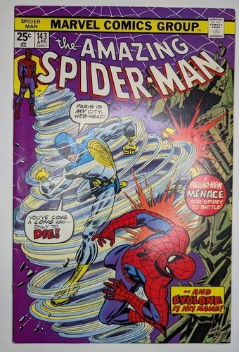 Amazing Spider-Man #143 Marvel 1975 (FN/VF) | 1st Cyclone | 1st Kiss Peter & MJ