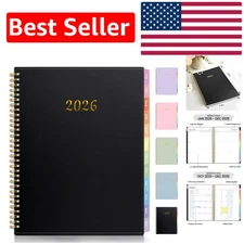 Comprehensive 2026 Planner - Monthly & Weekly with Durable Tabs & Double Pockets