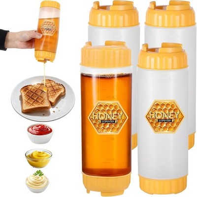4 Packs No Drip Honey Dispenser Bottle with Wide Refill Mouth,18 oz BPA-Honey