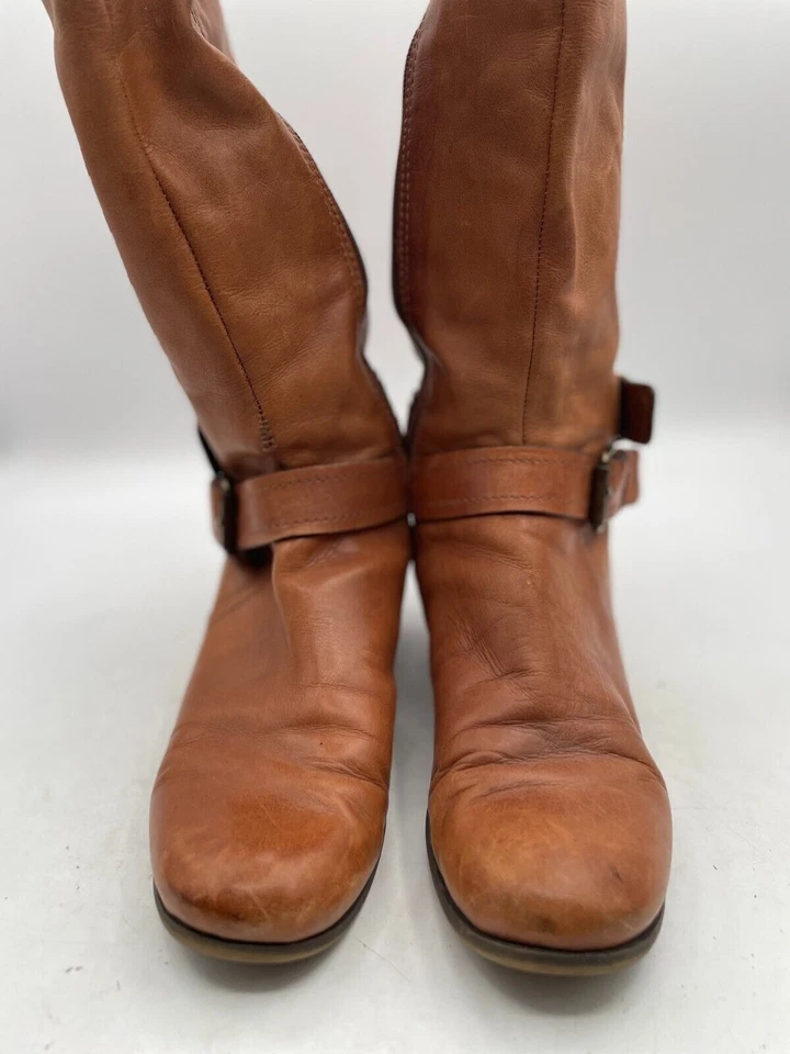 Bota de montar Nine West Vashiza para mujer talla 6M marrón cremallera lateral punta almendra cuero Foto 2 de 4