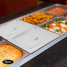 6*Stainless Steel Steam Lids Hotel Prep Table Food Cover Buffet Food Lid Set