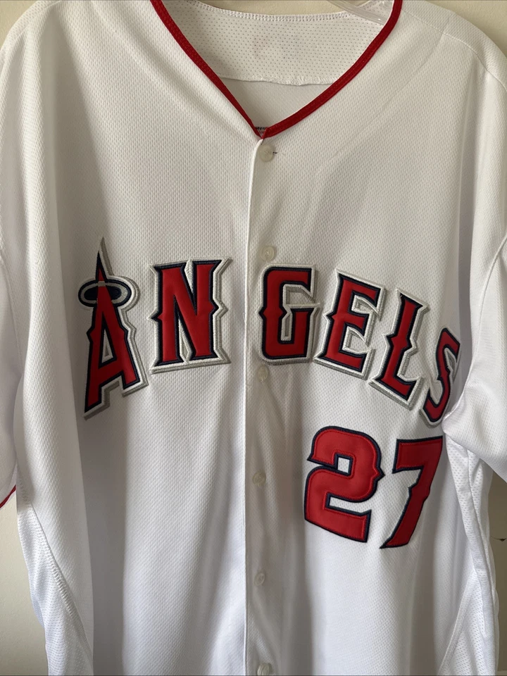 Camiseta FlexBase Masculina Majestic Mike Trout #27 Los Angeles Angels Autêntica Tamanho 56 - Imagem 2 de 4