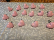 Ceramic Drawer/dresser Knobs Pink Heart Shape With Hardware Lot Of 15,pre-owned