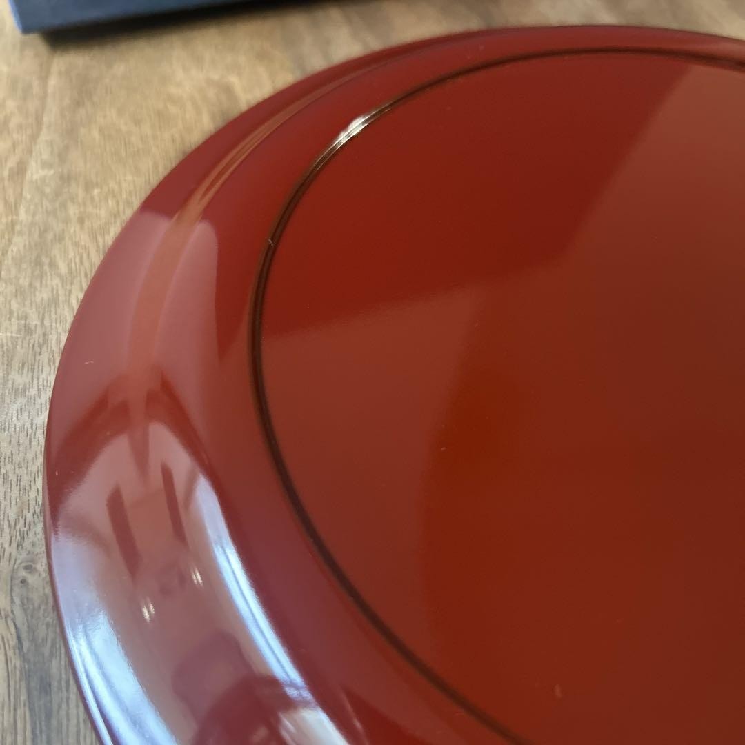 [UnusedNURI Echizen lacquerware confectionery tray round plate tray 2