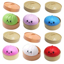 Steamed Bun Squeeze Toy Squishy Stress Relief Toy with Steamer Dough Squeeze Toy