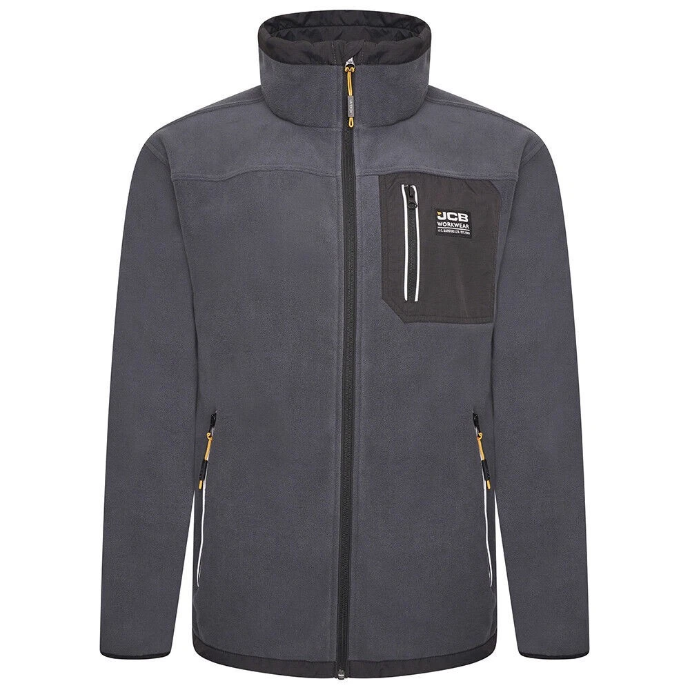 JCB Mens Steel Blue Trade Full Zip Up Work Warm Jacket Coat Fleece