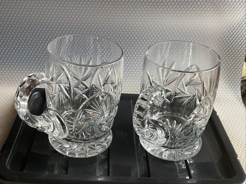 2 X American Brilliant Period ABP Hobstar Cut Glass Crystal Tankards,14cm Tall. - Picture 10 of 24