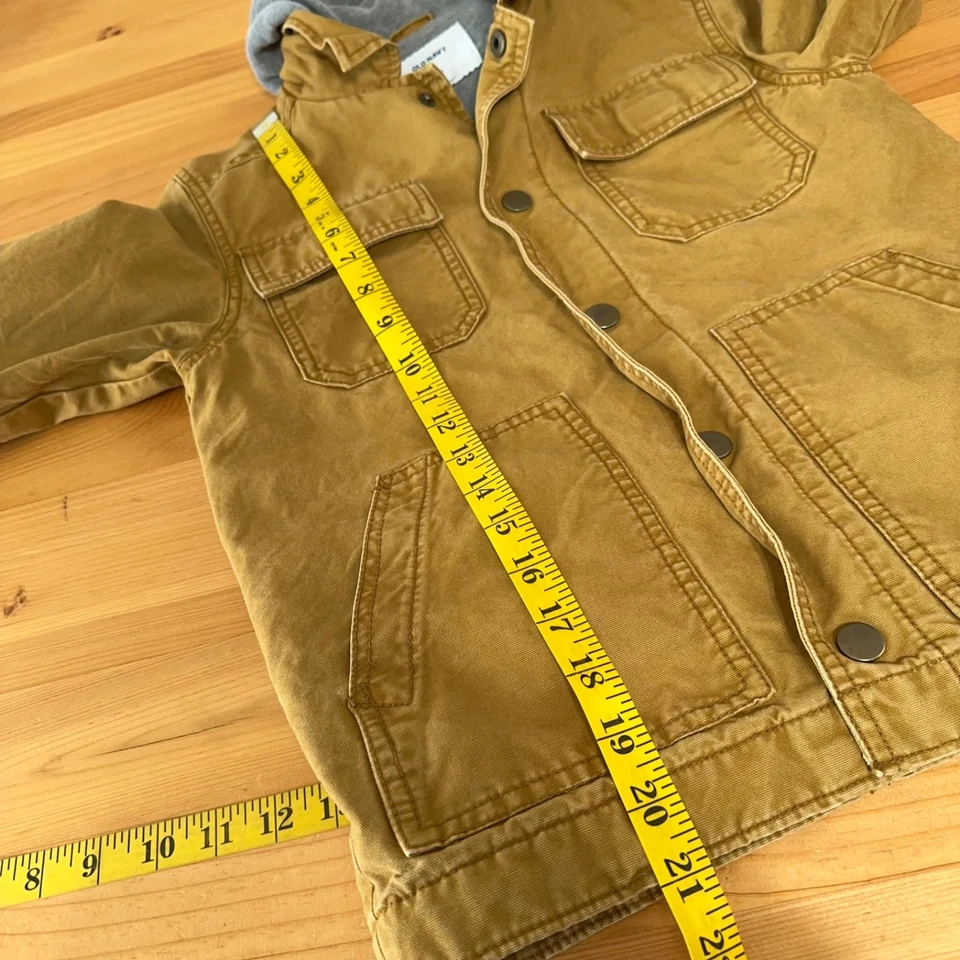 Old Navy Jacket Boys M 8 Chore Utility Barn Canvas Workwear Hooded Lined - Image 4 of 4