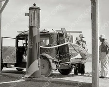 1937 Depression Era Migrant Family at Gas Station Historic Photo 8x10