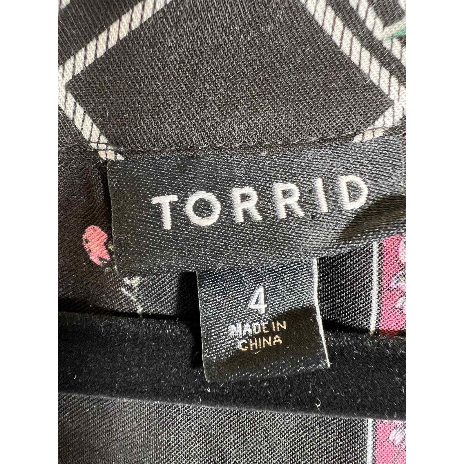 Torrid Black Rose Floral Print Tie Belt Maxi Chal… - image 10