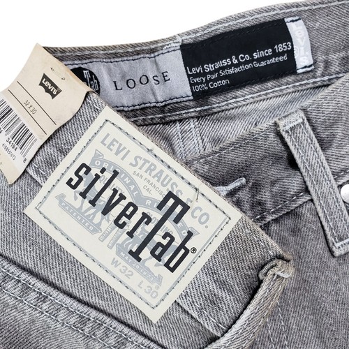 NEW Levi's SilverTab Men’s Baggy Loose Tapered Fit Jeans 32X30 Gray THRASHED